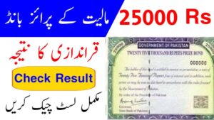 Rs 25,000 Premium Prize Bond List 12 January 2023 in Lahore