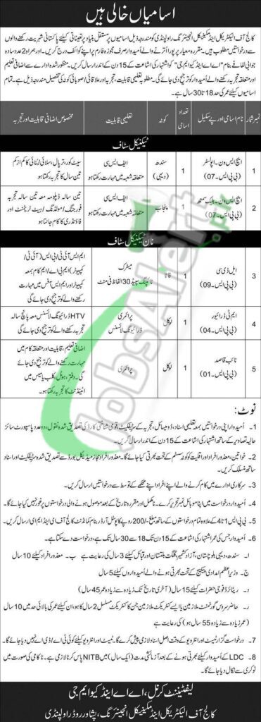 Jobs in College Of Electrical & Mechanical Engineering
