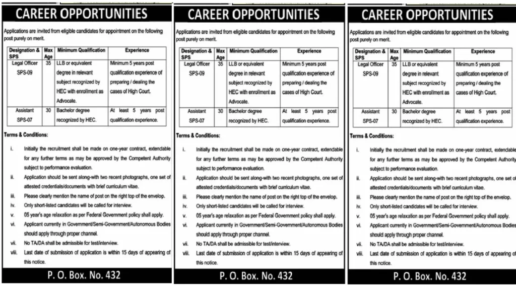 Jobs in PO BOX No 432 Islamabad