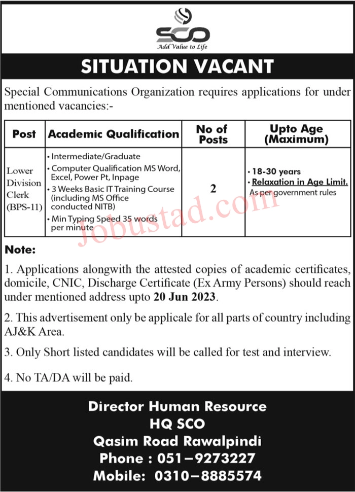 Jobs in Special Communication Organization