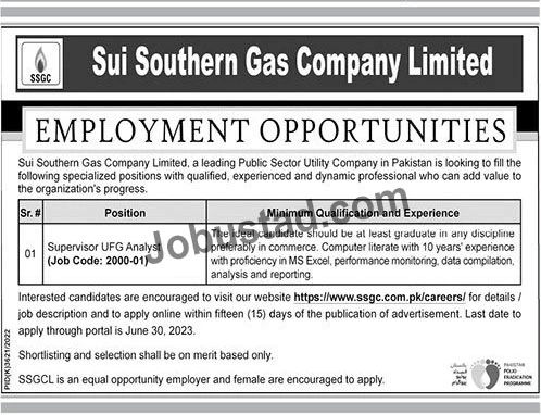 Jobs at Sui Southern Gas