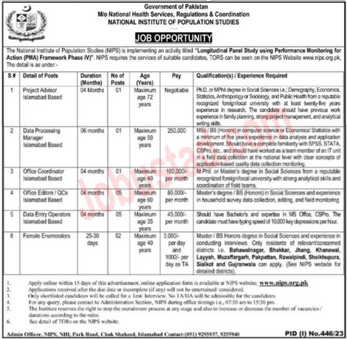 Jobs in National Institute of Population NIPS