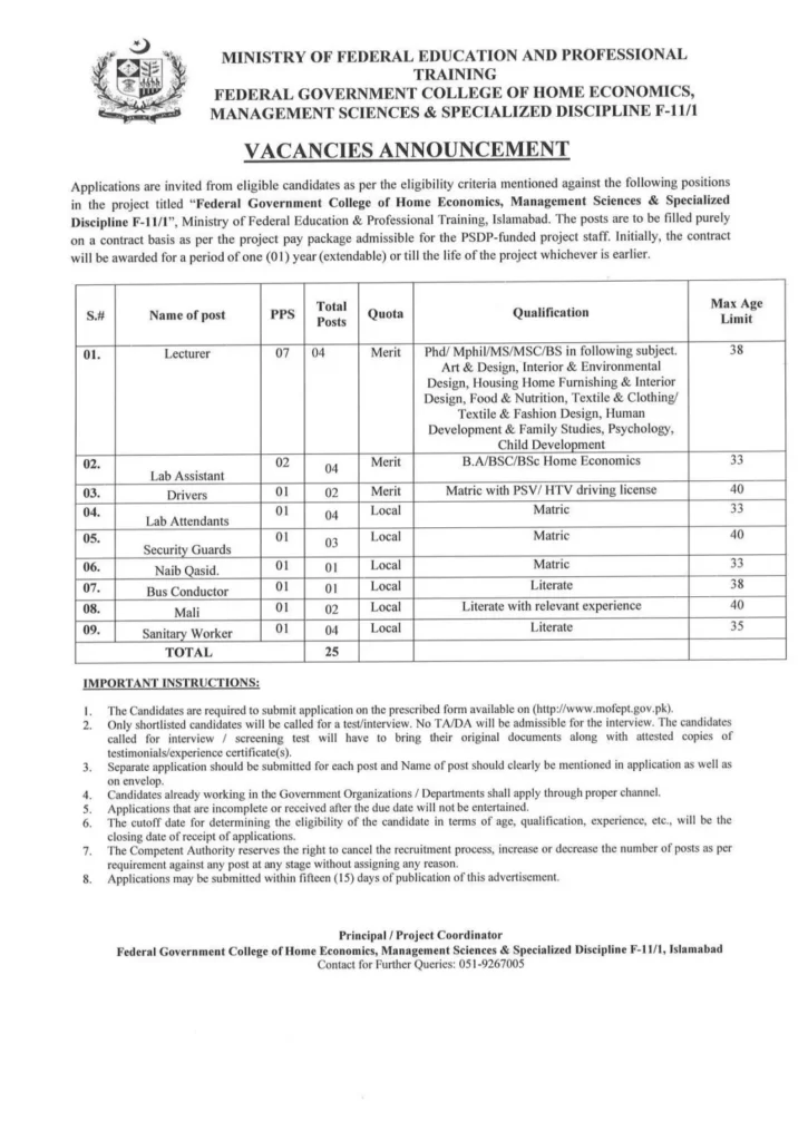 Jobs in Ministry of Federal Education