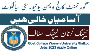 Govt College Women University Sialkot Jobs 2023