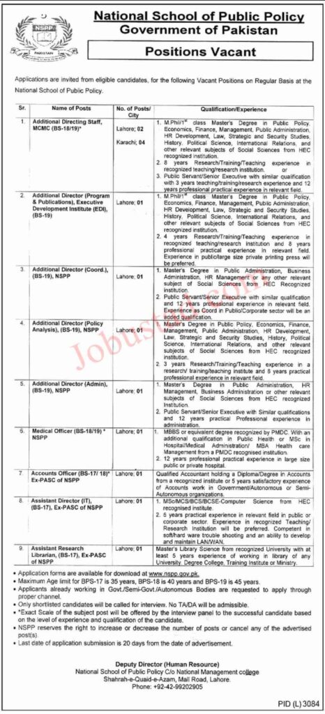 National School of Public Policy Jobs 2024