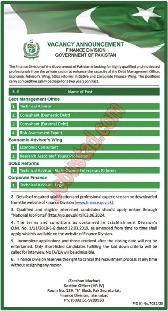 Jobs in Finance Division Islamabad May 2024