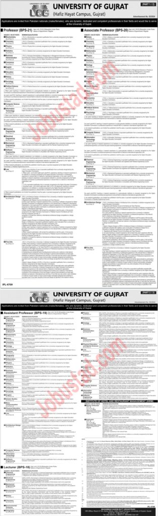 University of Gujrat Jobs 2024