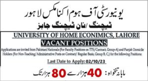 Latest University of Home Economics Jobs in Lahore May 2024