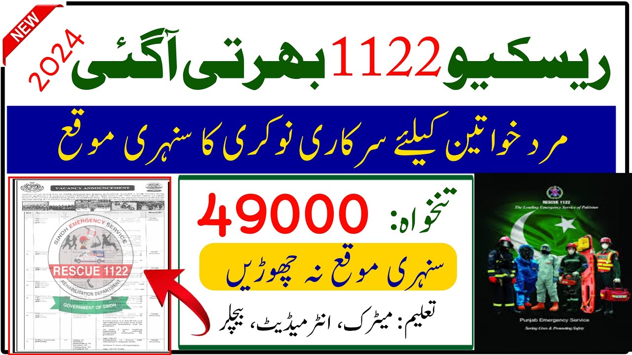 Rescue 1122 Jobs 2024 || Apply Online Government Rescue 1122 Jobs 2024 ...