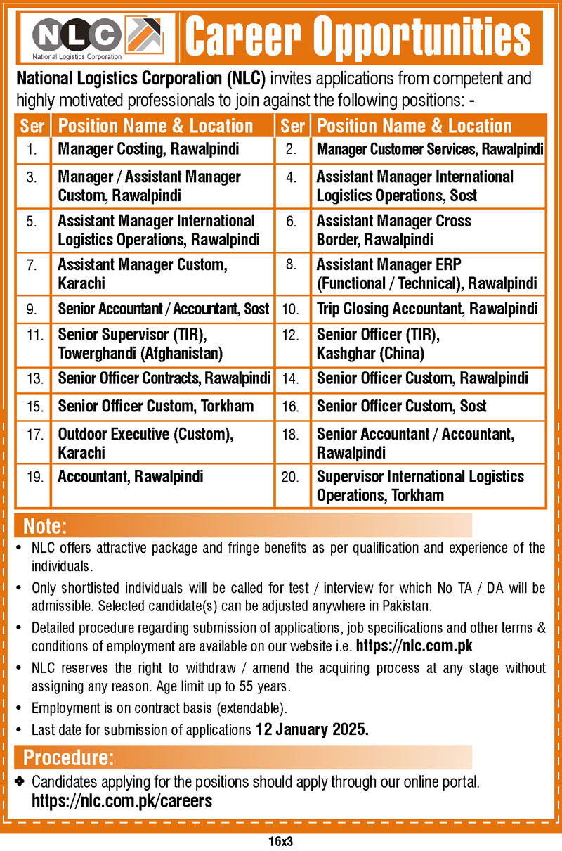 National Logistics Corporation NLC Jobs 2025