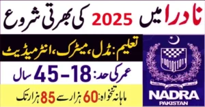 NADRA Jobs 2025 All Over Pakistan