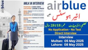 Airblue Air Hostess Jobs for Females in April 2025