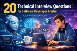 20 technical interview questions for software developer fresher (2026 AI related Q/A included)